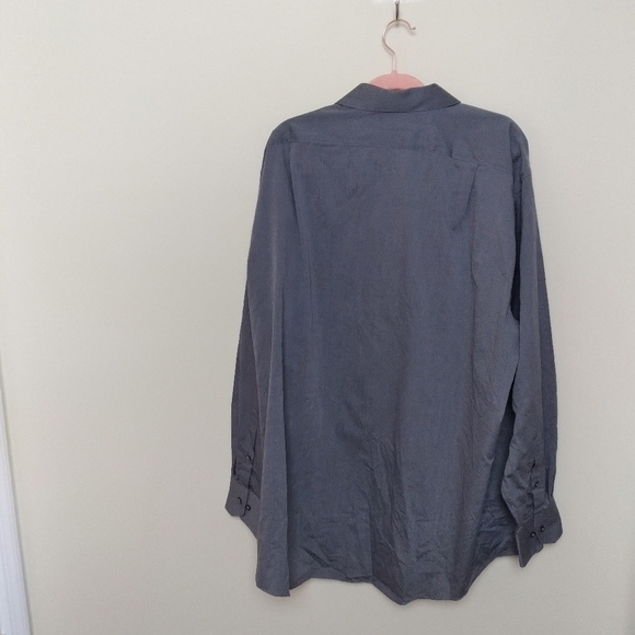 Van Heusen Gray Blue Long Sleeve Regular Fit End on End Button Up Shirt - Picture 2 of 7